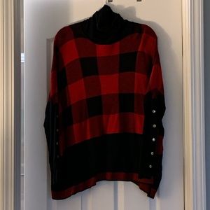 Buffalo plaid turtleneck pullover sweater
